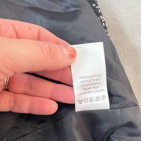 Alya Franchesca Black White Long Lightweight Tweed Coat Size Medium - Picture 13 of 14